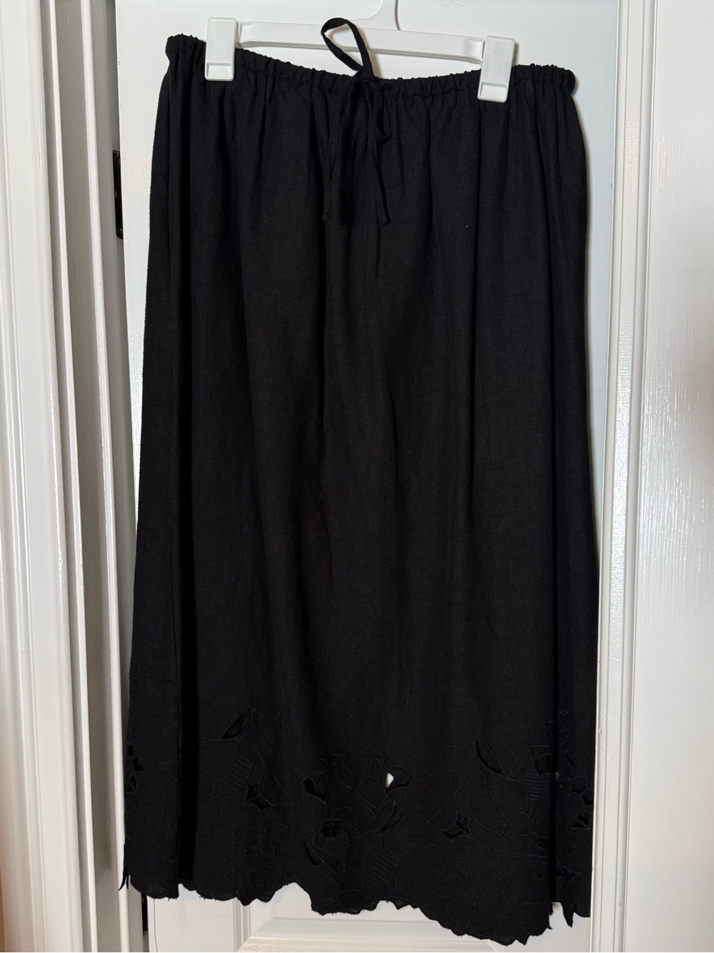 Black Midi Skirt with Tie Waist